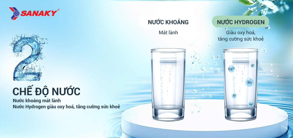 Sở hữu 2 chế độ nước: Khoáng và Hydrogen Sở hữu 2 chế độ nước: Khoáng và Hydrogen