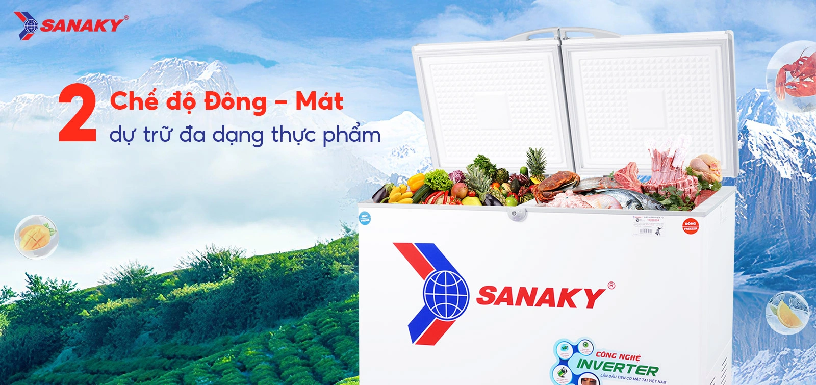 2 chế độ Đông - Mát dự trữ đa dạng thực phẩm 2 chế độ Đông - Mát dự trữ đa dạng thực phẩm