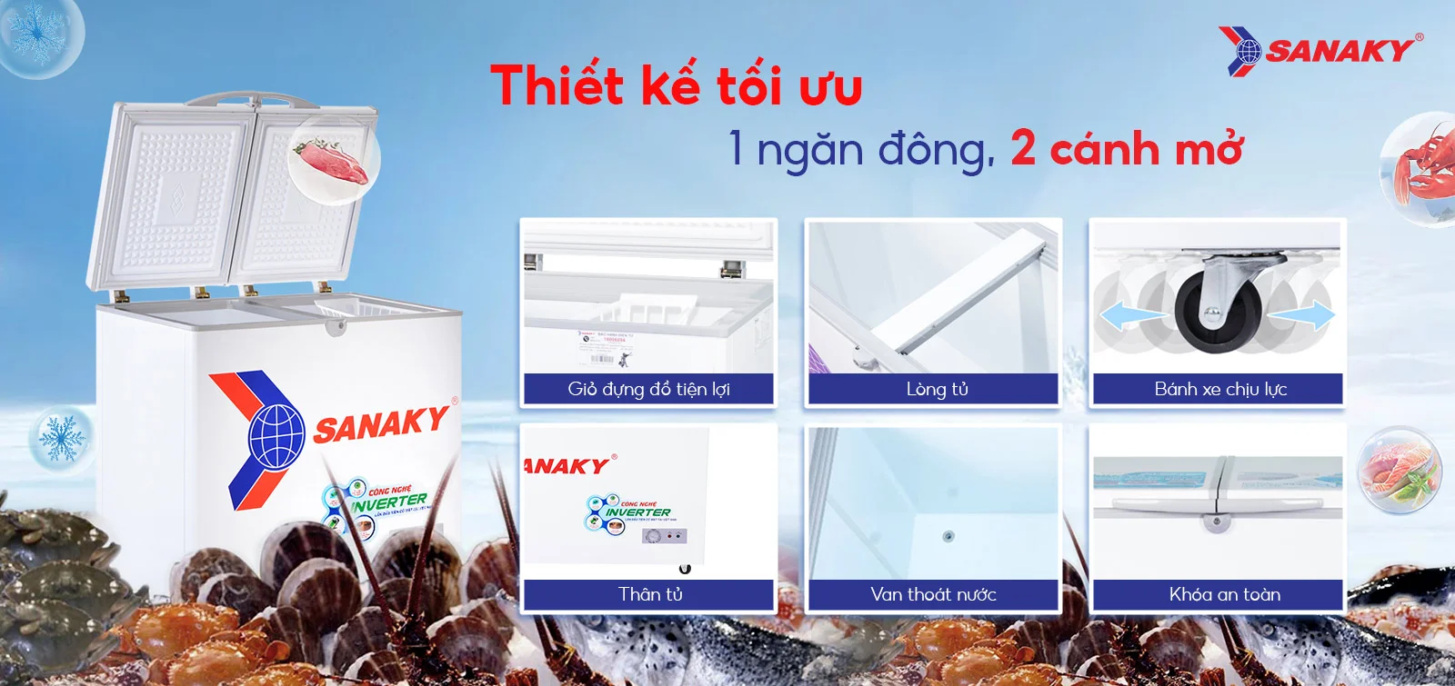 Thiết kế tối ưu 1 ngăn đông 2 cánh mở