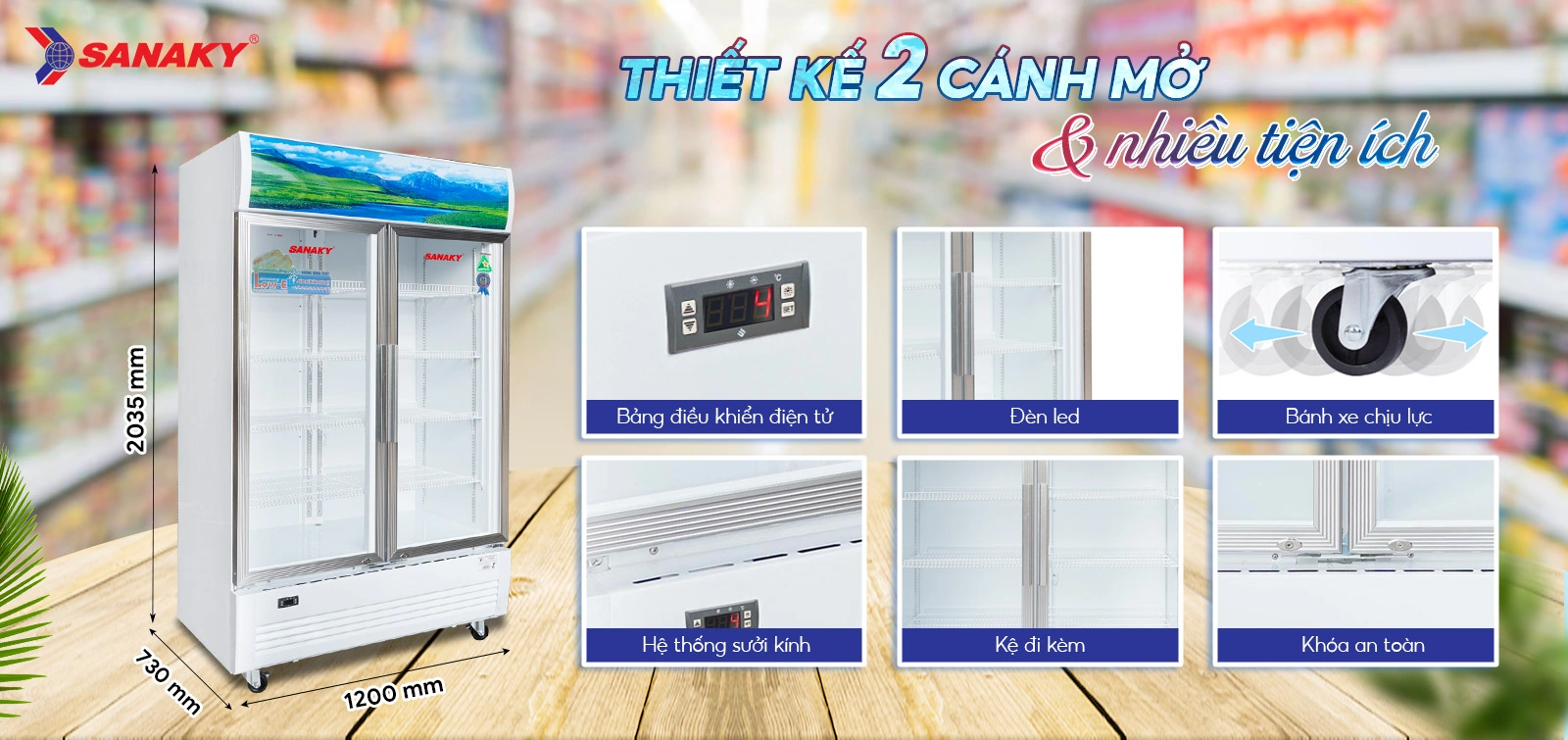 Thiết kế Tủ Mát Sanaky VH-1209HP 2 cánh mở cùng nhiều tiện ích Thiết kế Tủ Mát Sanaky VH-1209HP 2 cánh mở cùng nhiều tiện ích