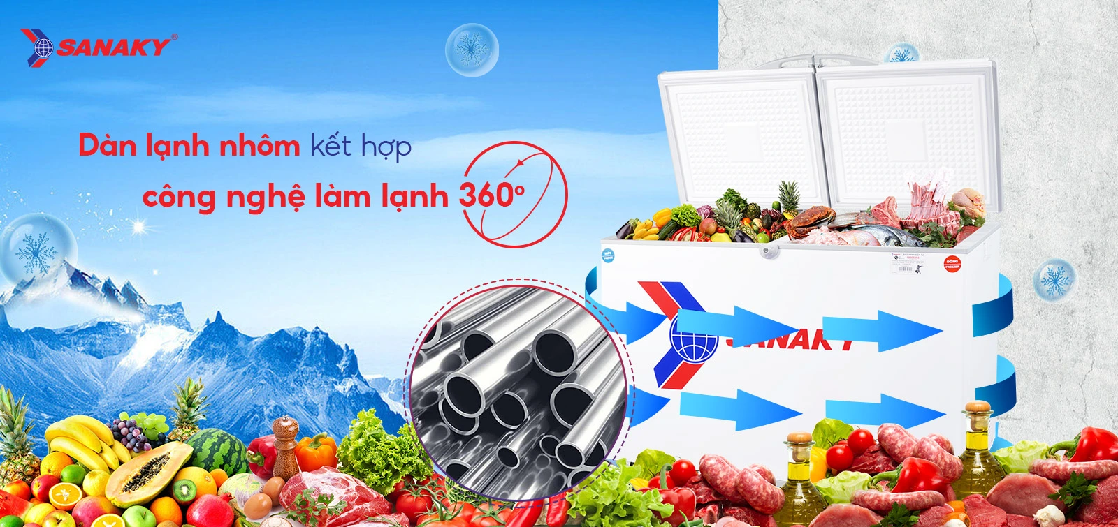 Dàn lạnh nhôm kết hợp công nghệ làm lạnh 360 độ Dàn lạnh nhôm kết hợp công nghệ làm lạnh 360 độ