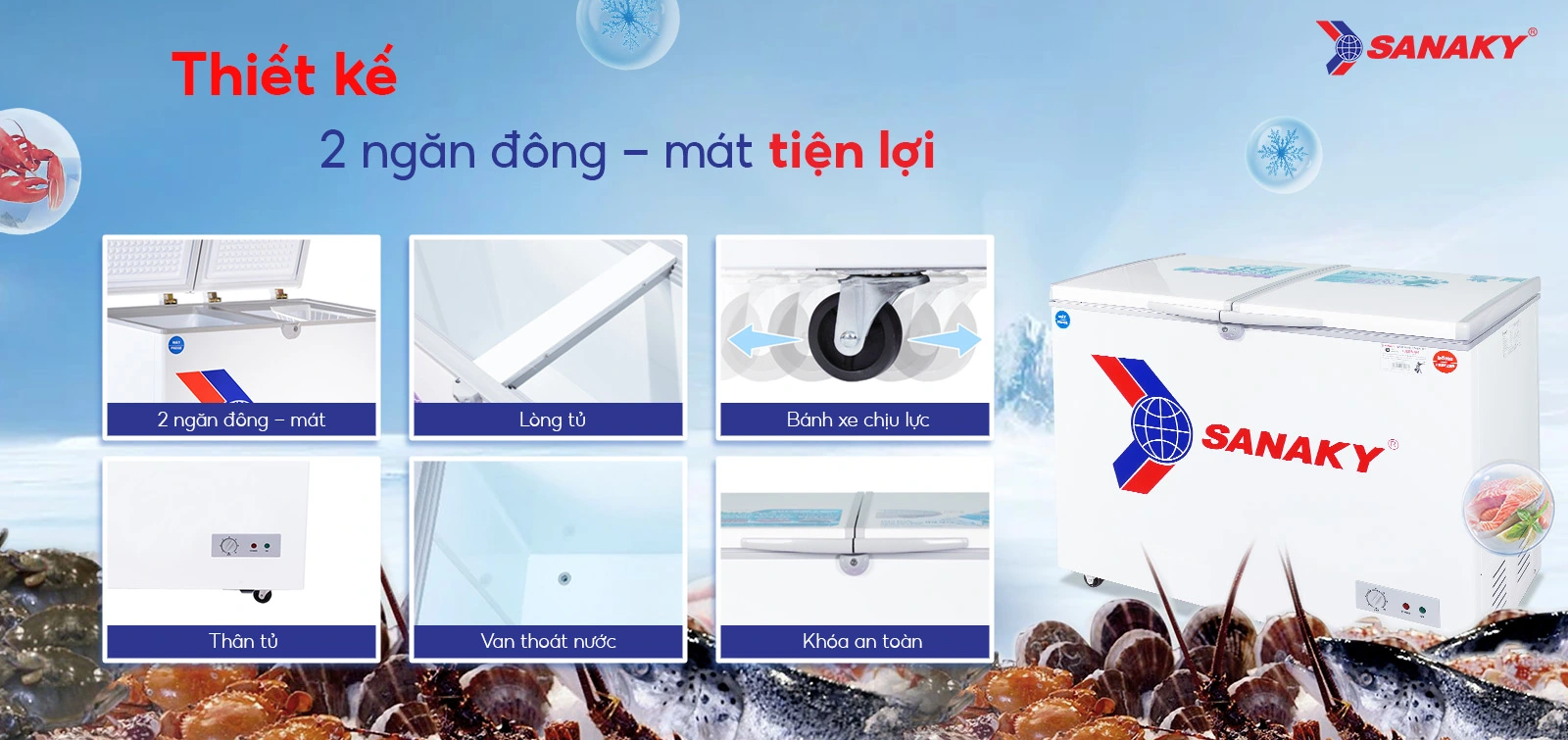 Thiết kế 2 ngăn đông - mát tiện lợi Thiết kế 2 ngăn đông - mát tiện lợi