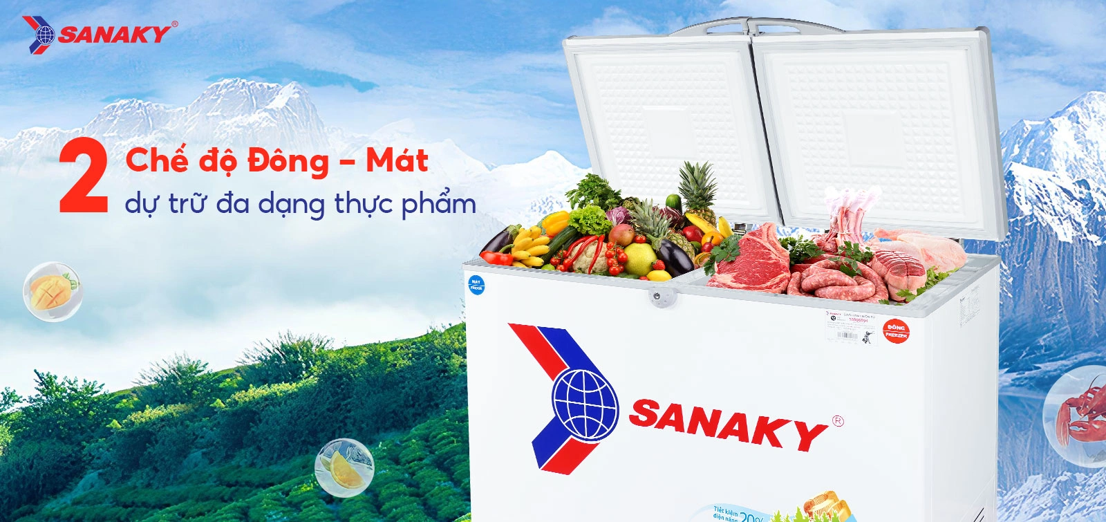 2 chế độ Đông - Mát dự trữ đa dạng thực phẩm
