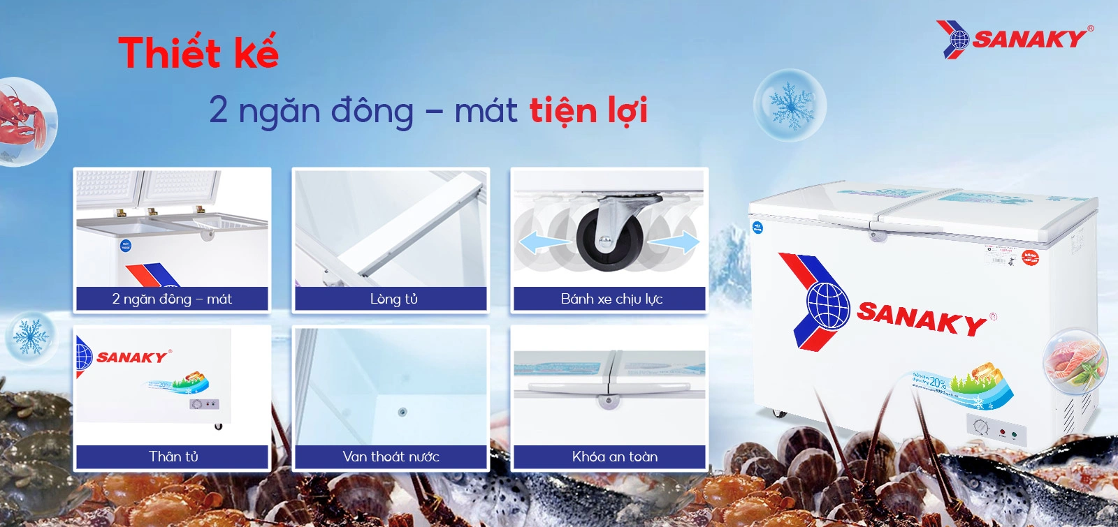 Thiết kế 2 ngăn đông - mát tiện lợi