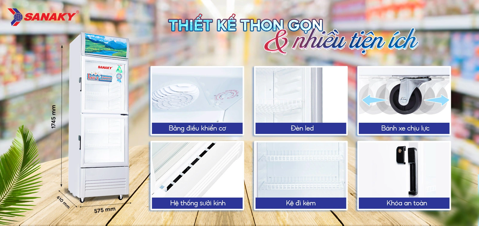Tủ Mát Sanaky VH-308WL có kích thước chỉ 575 x 610 x 1745mm Tủ Mát Sanaky VH-308WL có kích thước chỉ 575 x 610 x 1745mm