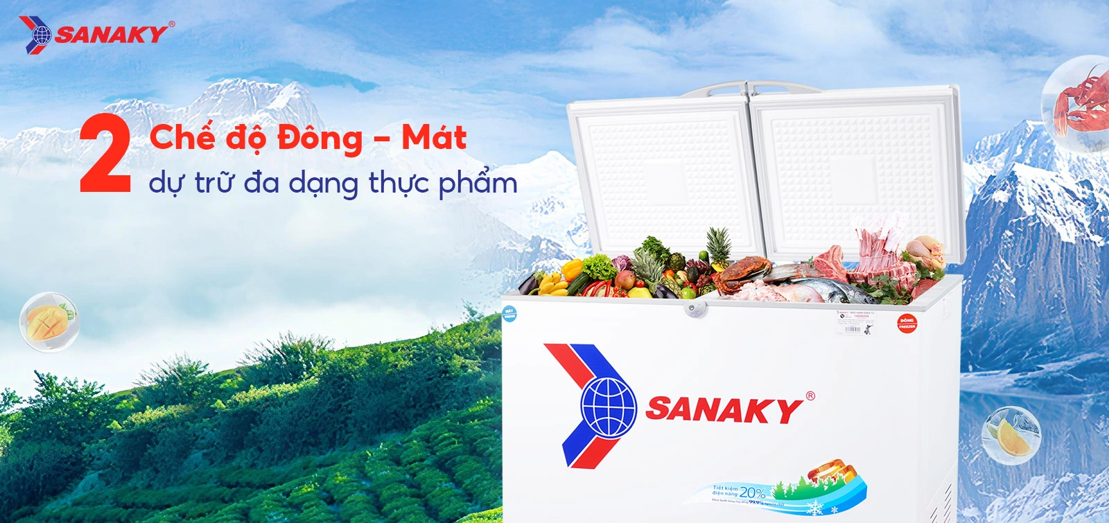 2 chế độ Đông - Mát dự trữ đa dạng thực phẩm
