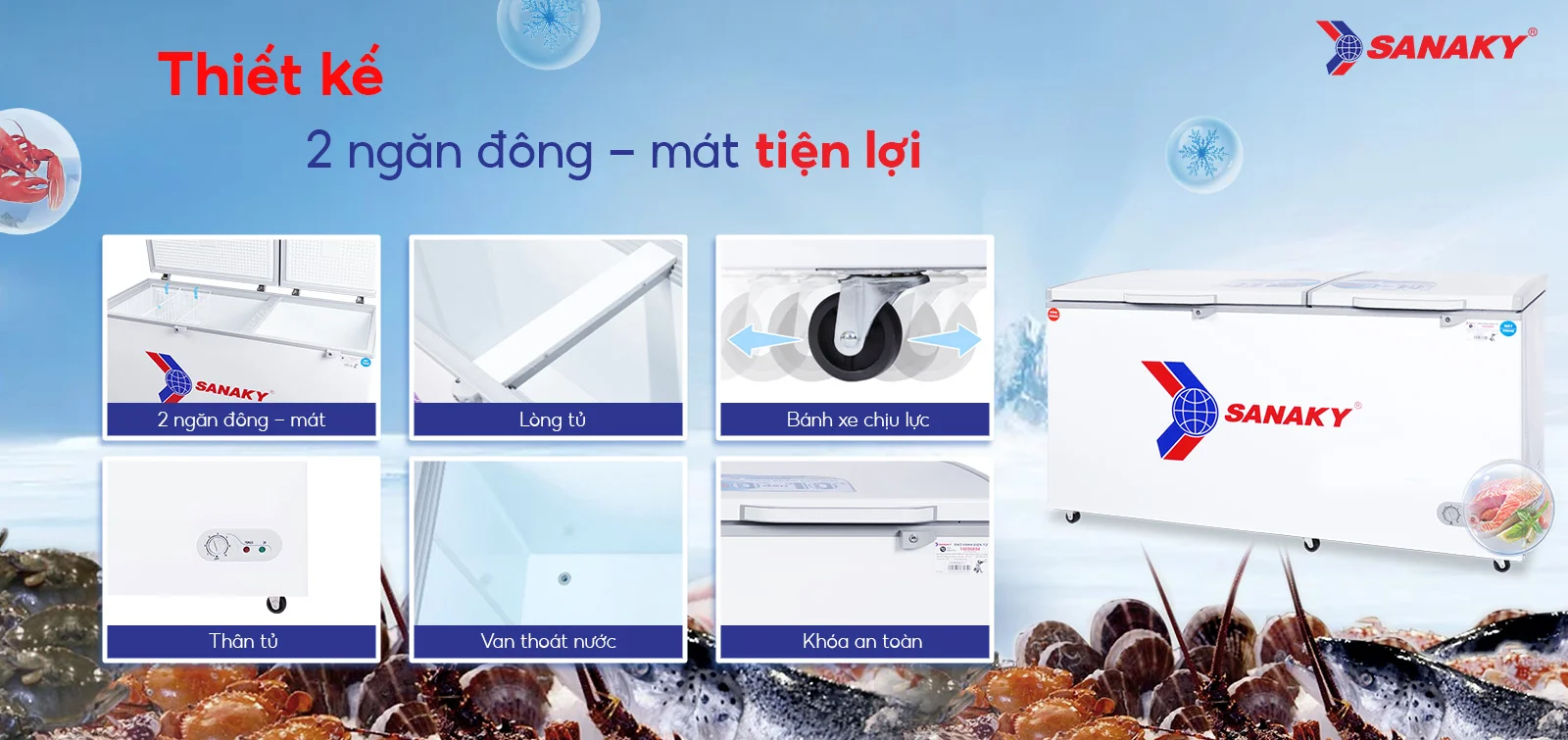 Thiết kế 2 ngăn đông - mát tiện lợi