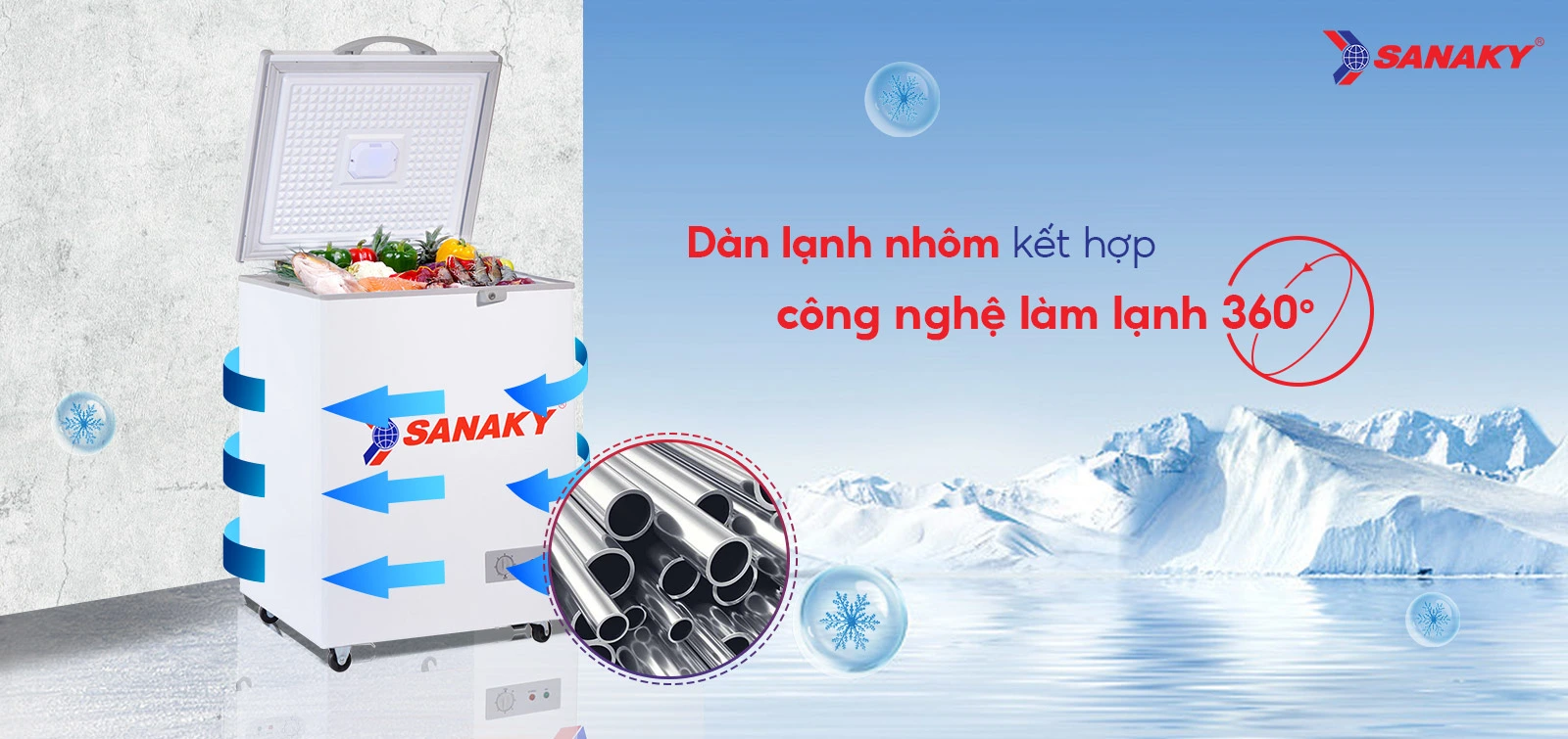 Dàn lạnh nhôm kết hợp công nghệ làm lạnh 360 độ