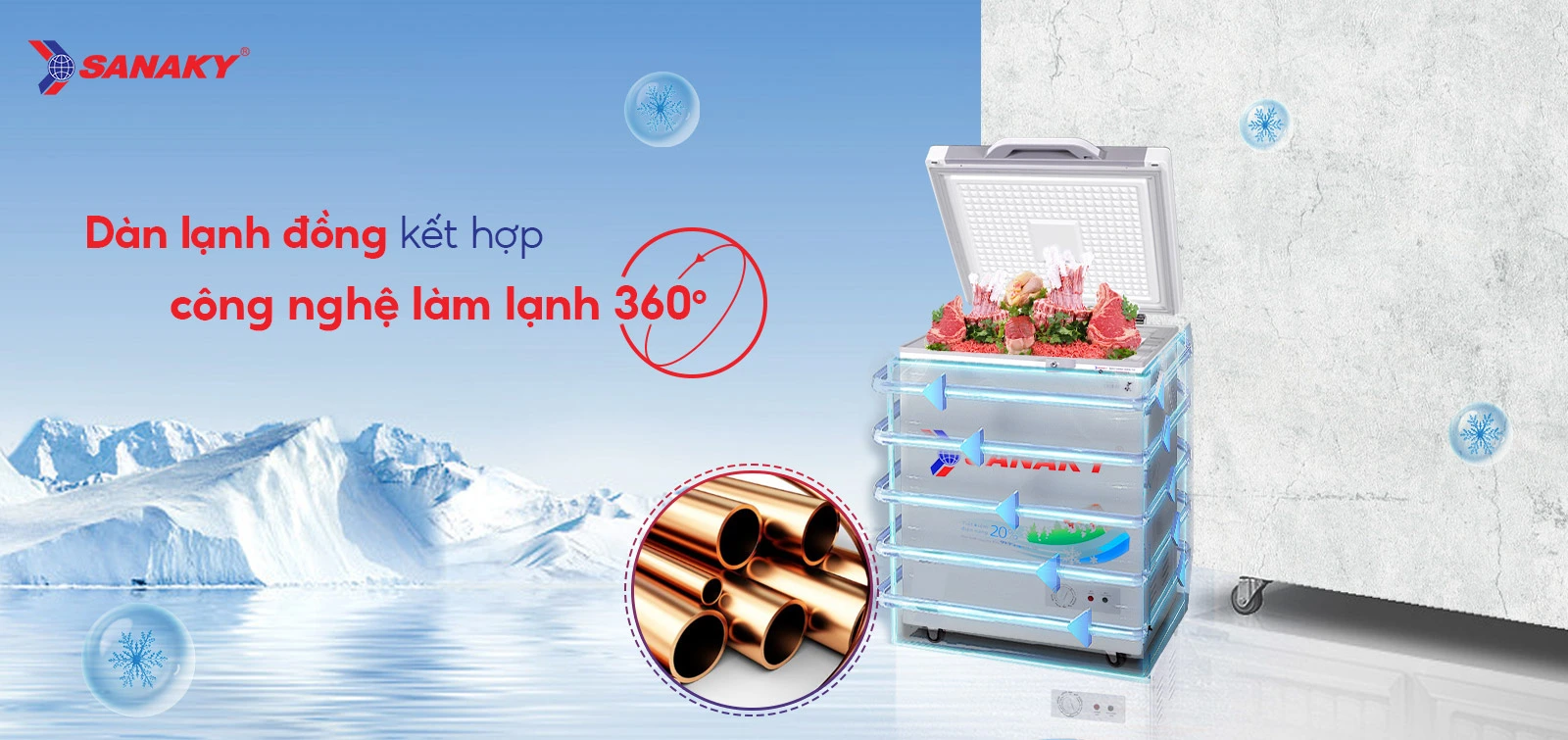 Dàn lạnh đồng kết hợp Công nghệ làm lạnh 360 độ Dàn lạnh đồng kết hợp Công nghệ làm lạnh 360 độ