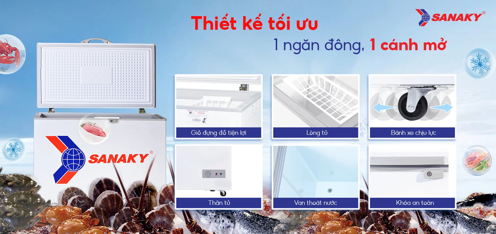 Thiết kế 1 ngăn đông và 1 cánh mở