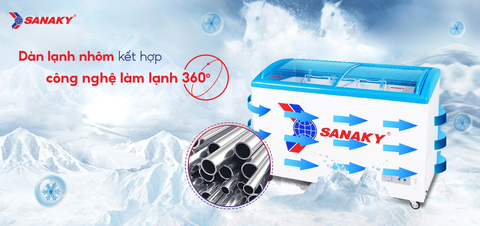 Dàn lạnh nhôm kết hợp công nghệ làm lạnh 360 độ Dàn lạnh nhôm kết hợp công nghệ làm lạnh 360 độ