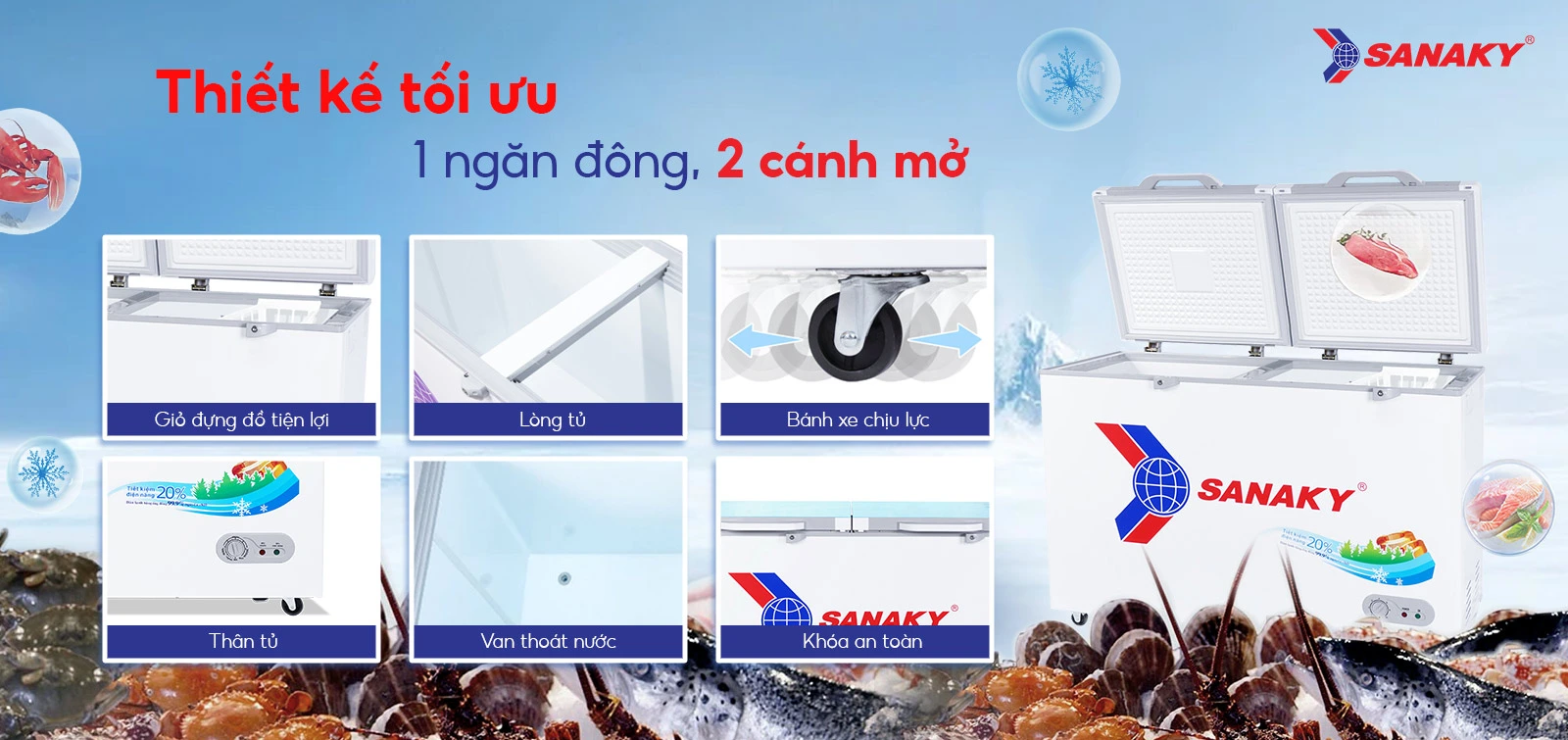 Thiết kế tối ưu 1 ngăn đông 2 cánh mở