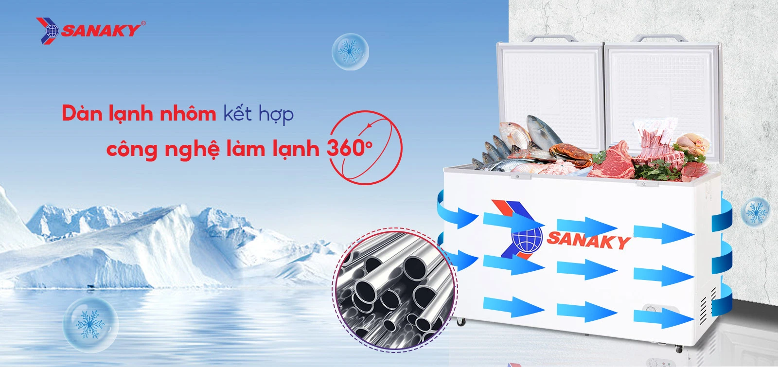 Dàn lạnh nhôm kết hợp công nghệ làm lạnh 360 độ Dàn lạnh nhôm kết hợp công nghệ làm lạnh 360 độ