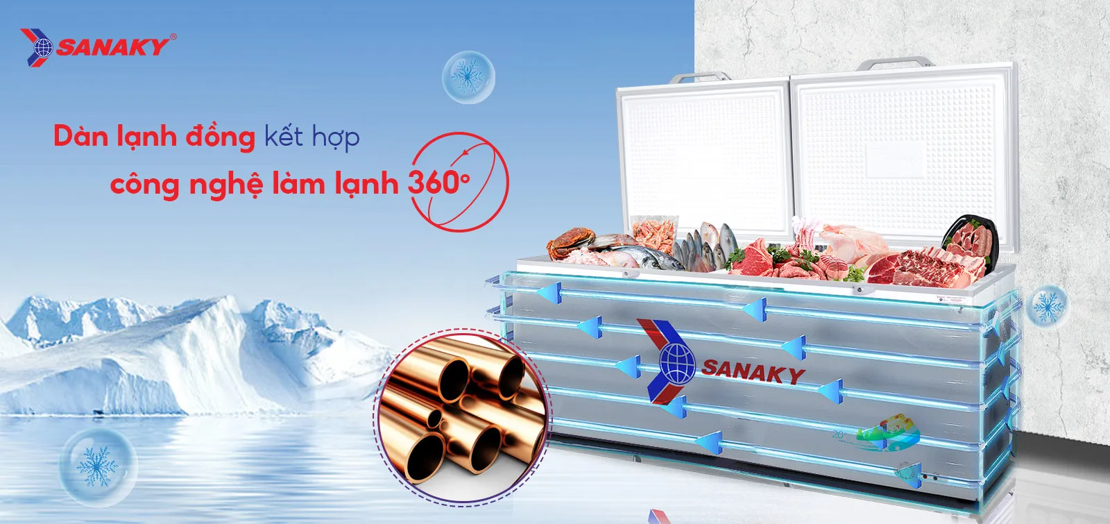 Dàn lạnh đồng kết hợp Công nghệ làm lạnh 360 độ Dàn lạnh đồng kết hợp Công nghệ làm lạnh 360 độ