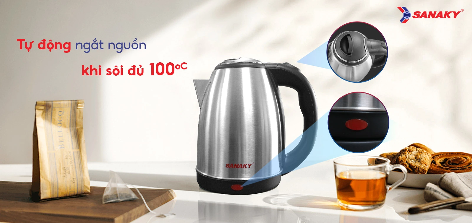 Tự động ngắt nguồn khi sôi đủ 100 độ C