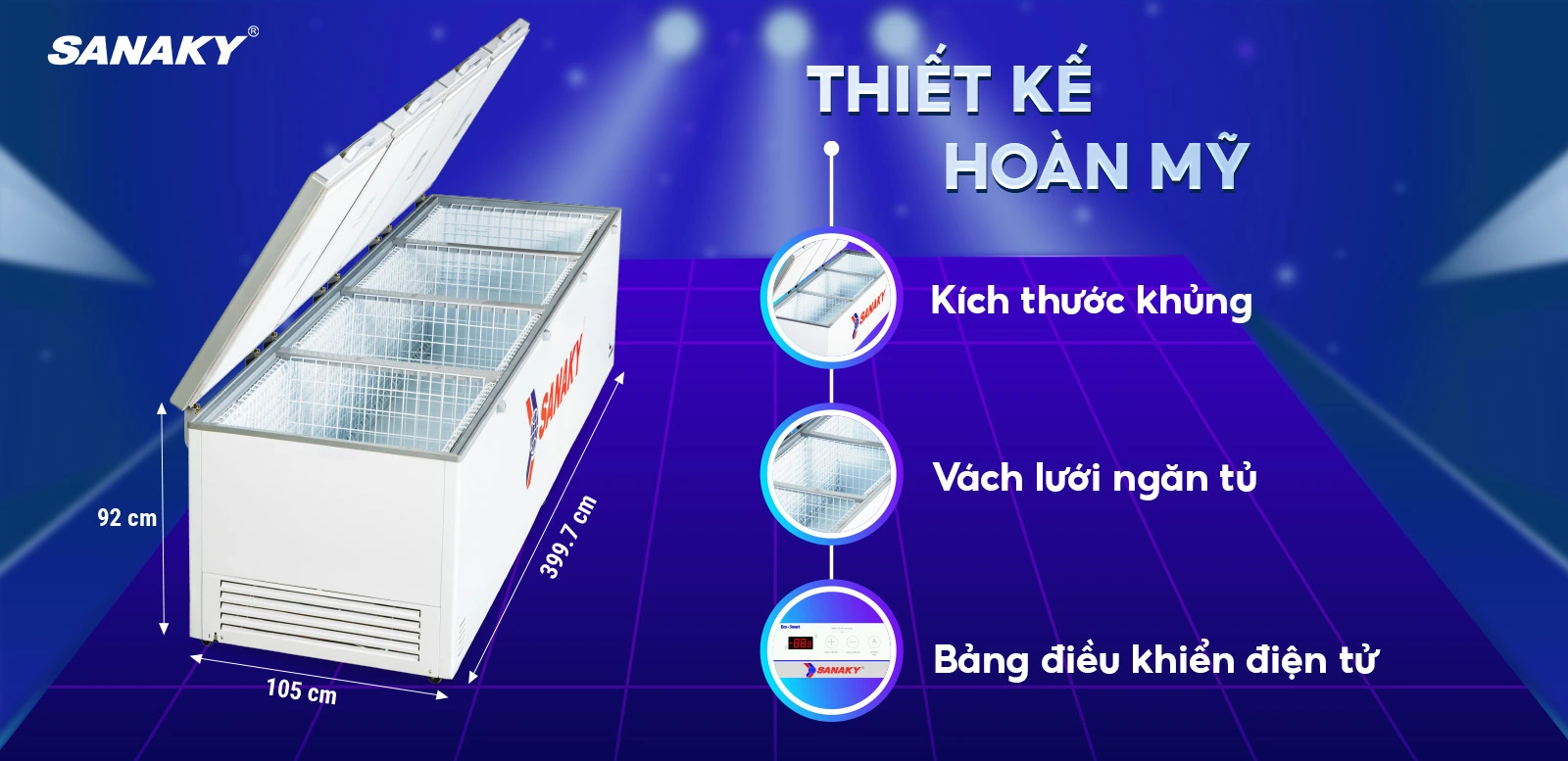 Dung tích tủ đông Sanaky 4 cánh 2000 Lít lớn nhất Việt Nam Dung tích tủ đông Sanaky 4 cánh 2000 Lít lớn nhất Việt Nam