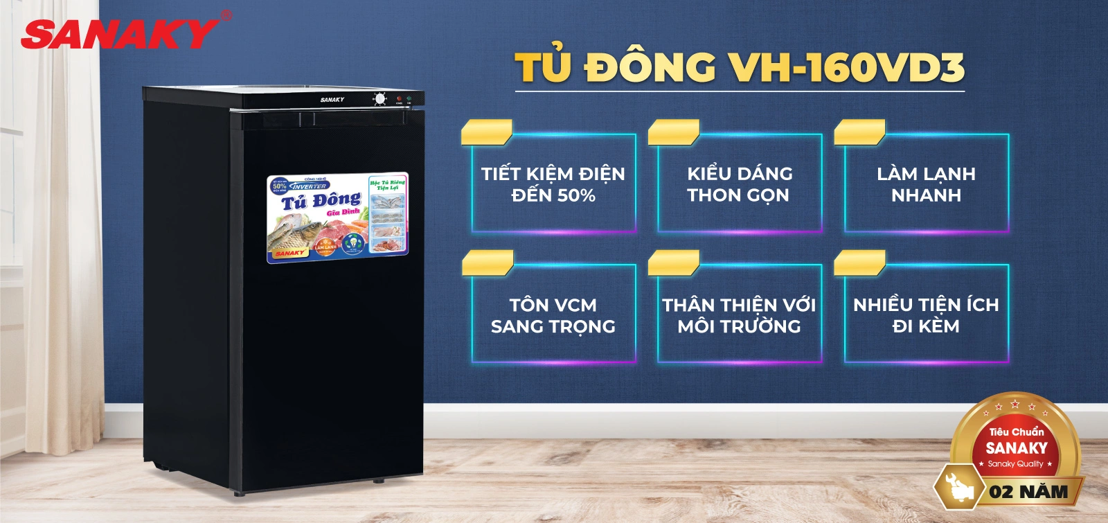 Tủ Đông Đứng Sanaky VH-160VD3