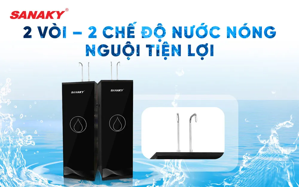 2 vòi – 2 chế độ nước Nóng - Nguội tiện lợi 2 vòi – 2 chế độ nước Nóng - Nguội tiện lợi