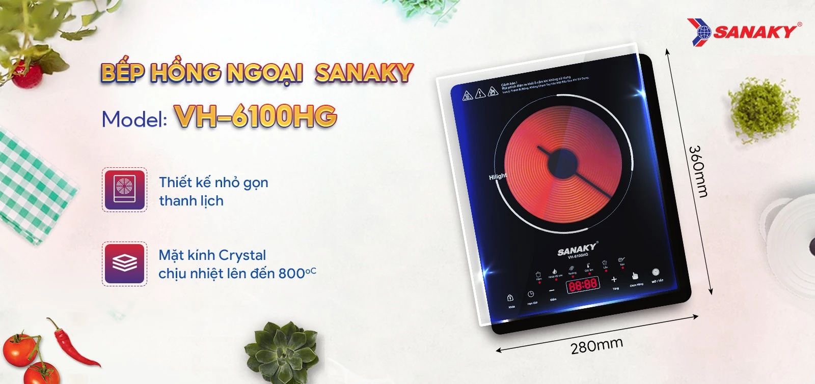 Thiết kế Bếp Hồng Ngoại Đơn Sanaky VH-6100HG nhỏ gọn thanh lịch Thiết kế Bếp Hồng Ngoại Đơn Sanaky VH-6100HG nhỏ gọn thanh lịch