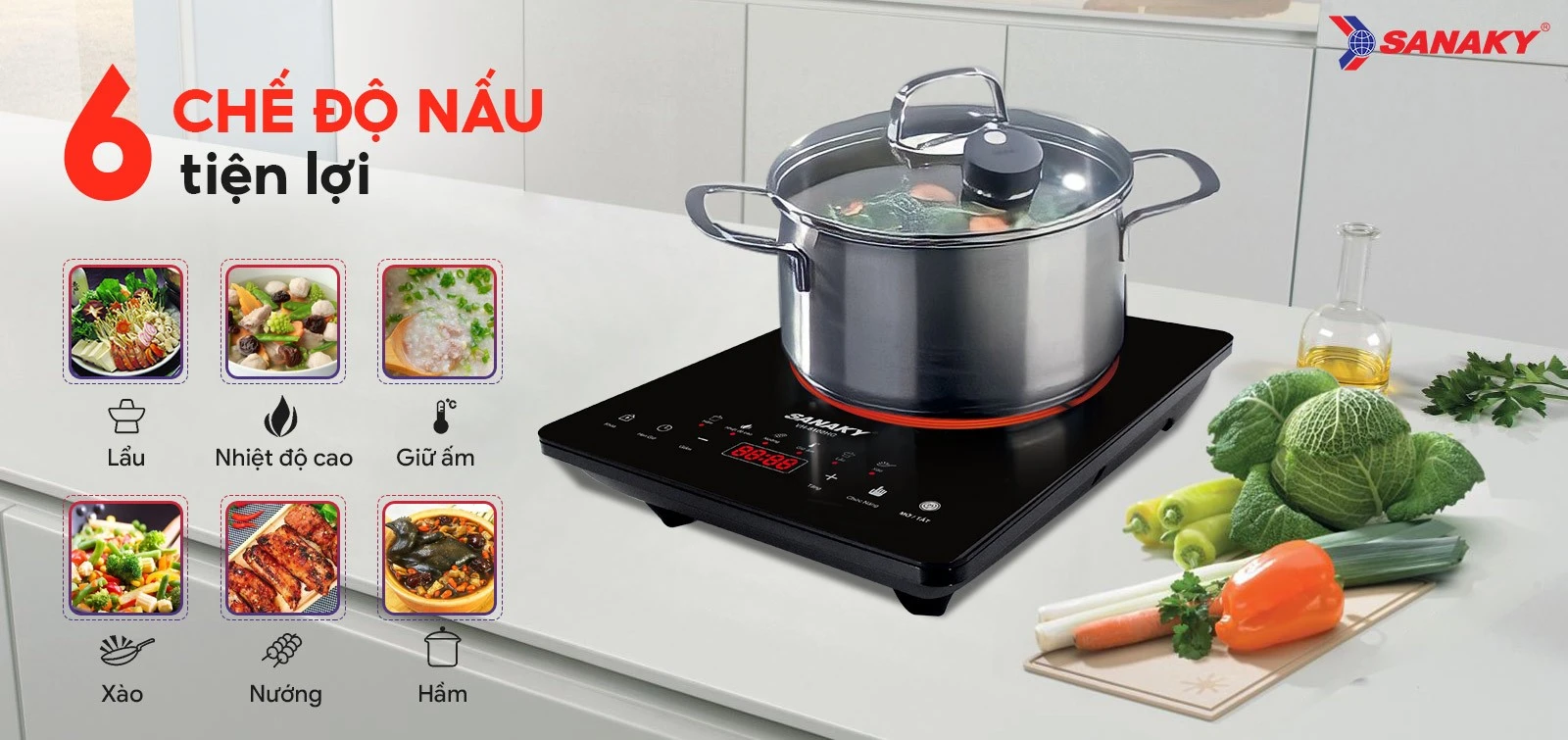 6 chế độ nấu tiện lợi 6 chế độ nấu tiện lợi