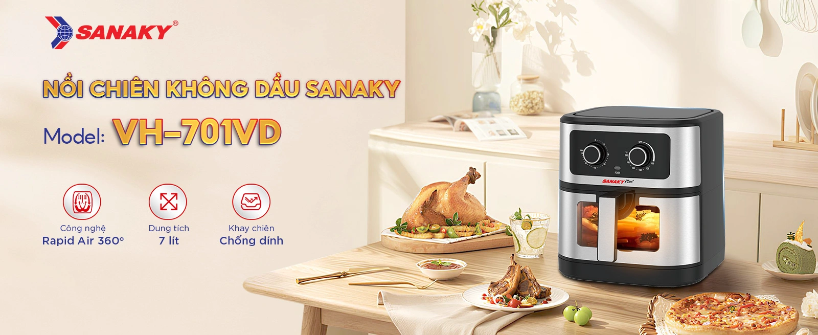 Nồi chiên không dầu Sanaky VH-701VD Nồi chiên không dầu Sanaky VH-701VD