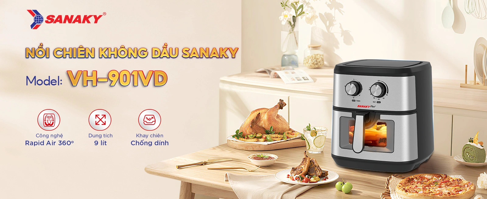 Nồi chiên không dầu Sanaky VH-901VD Nồi chiên không dầu Sanaky VH-901VD