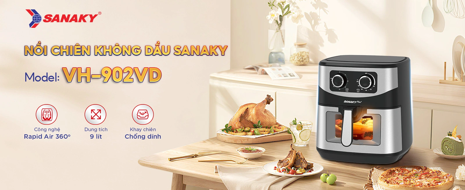 Nồi chiên không dầu Sanaky VH-902VD Nồi chiên không dầu Sanaky VH-902VD