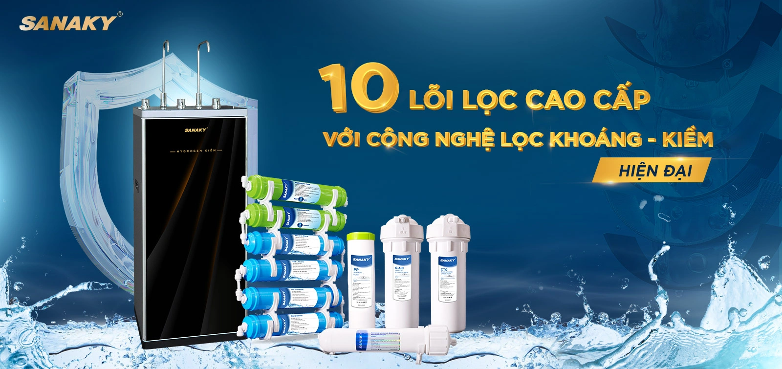 10 lõi lọc cao cấp với Công nghệ lọc Khoáng - Kiềm hiện đại 10 lõi lọc cao cấp với Công nghệ lọc Khoáng - Kiềm hiện đại