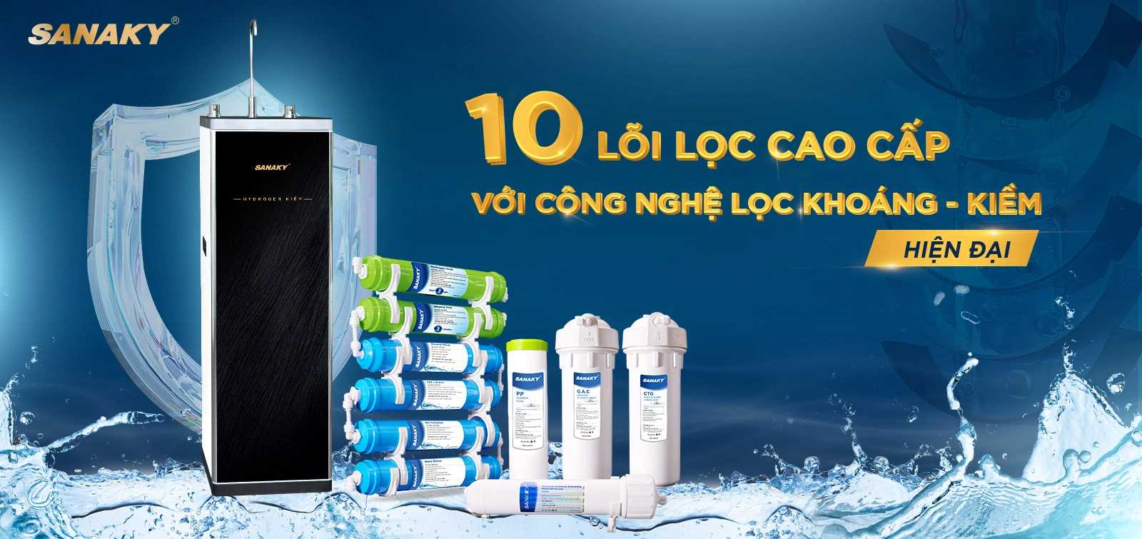 10 lõi lọc cao cấp với Công nghệ lọc Khoáng - Kiềm hiện đại 10 lõi lọc cao cấp với Công nghệ lọc Khoáng - Kiềm hiện đại