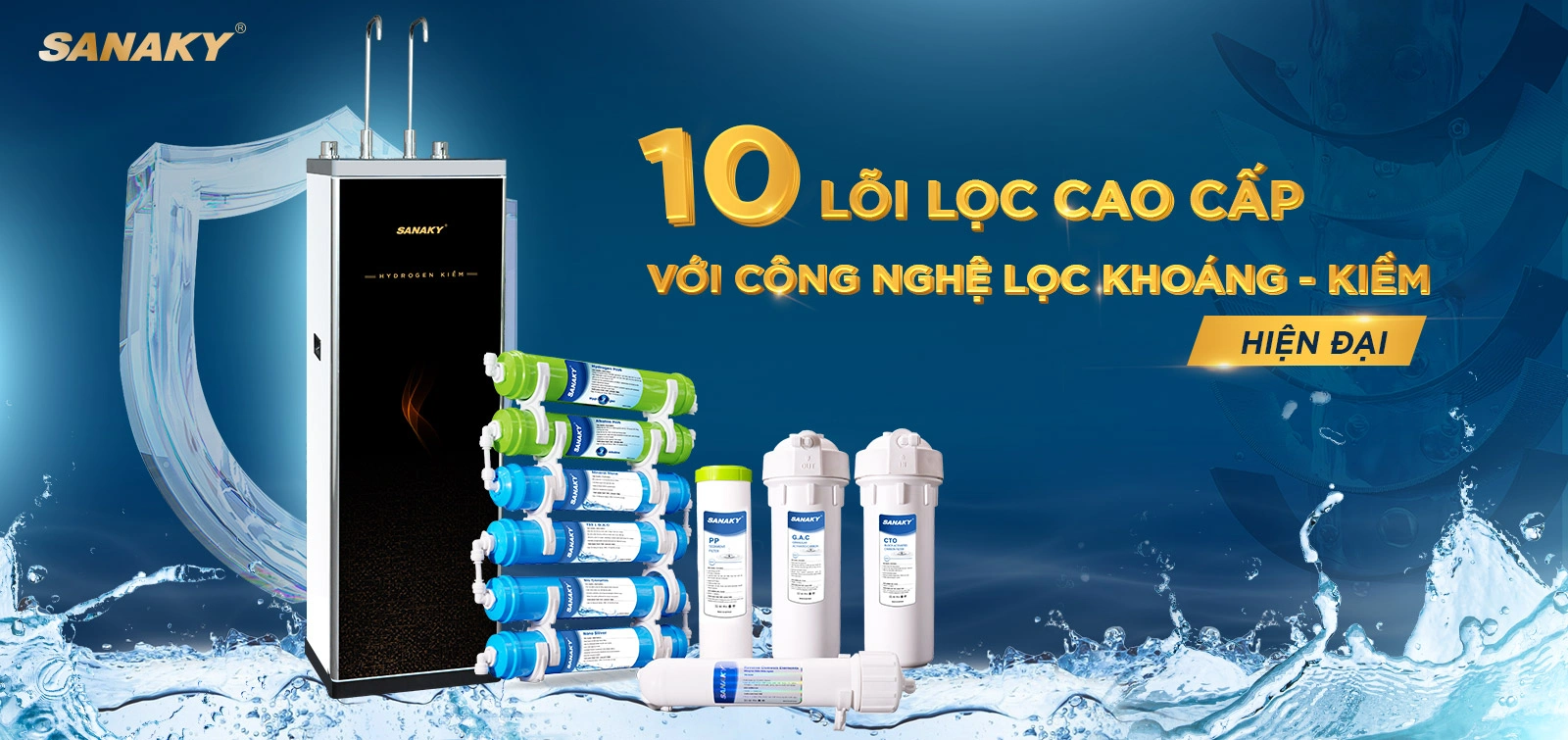 10 lõi lọc cao cấp với Công nghệ lọc Khoáng - Kiềm hiện đại 10 lõi lọc cao cấp với Công nghệ lọc Khoáng - Kiềm hiện đại
