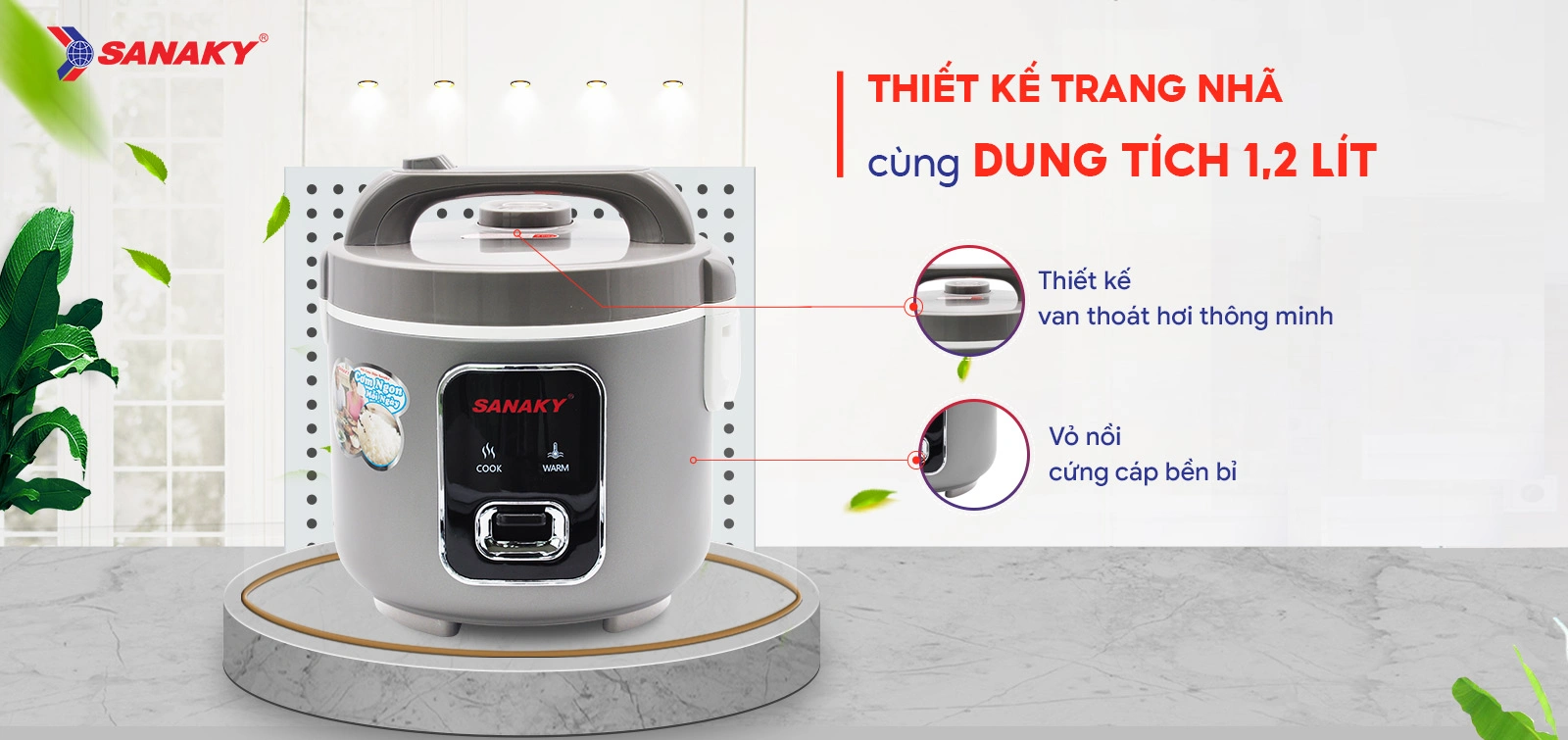 Thiết kế trang nhã cùng dung tích 1,2 Lít Thiết kế trang nhã cùng dung tích 1,2 Lít