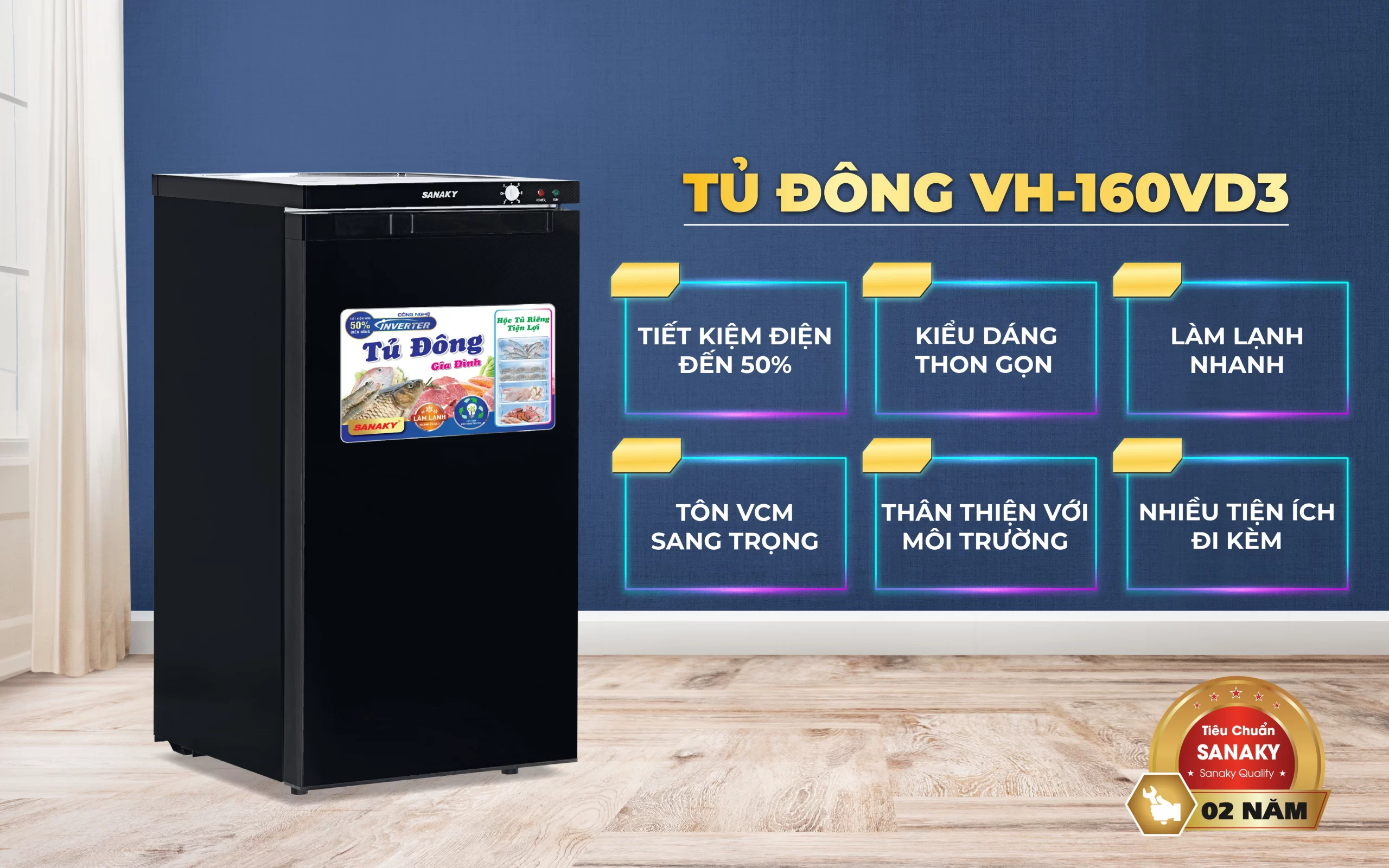Tủ Đông Sanaky VH-160VD3 Tủ Đông Đứng Sanaky VH 160VD3