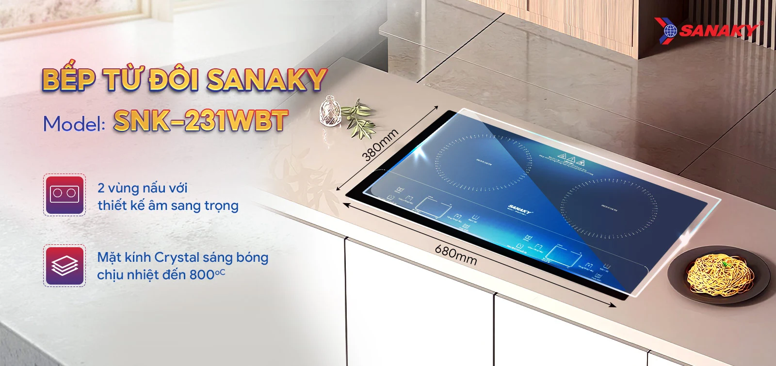 Bếp từ đôi Sanaky SNK-231WBT