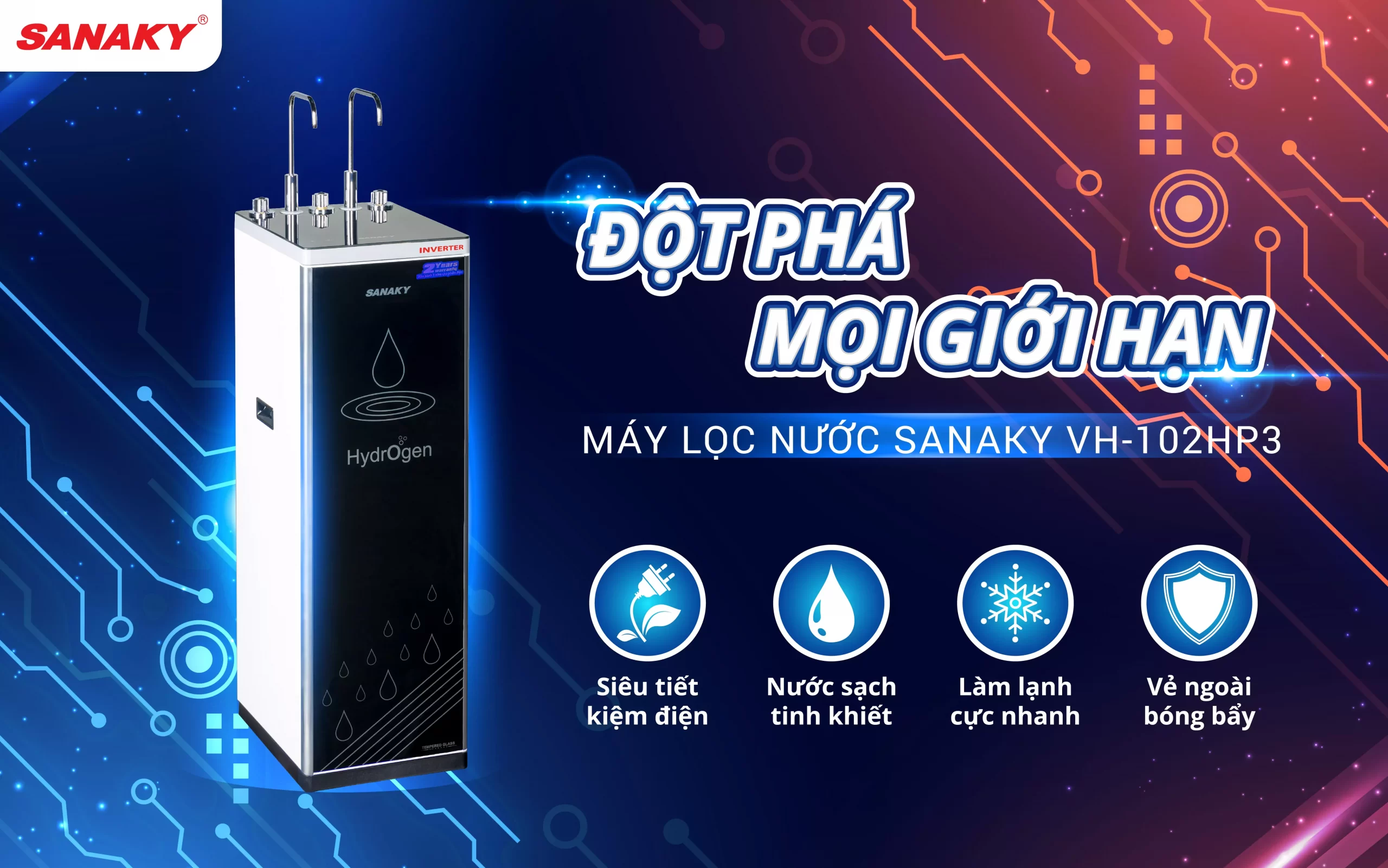 Máy lọc nước Sanaky Slim VH-102HP3