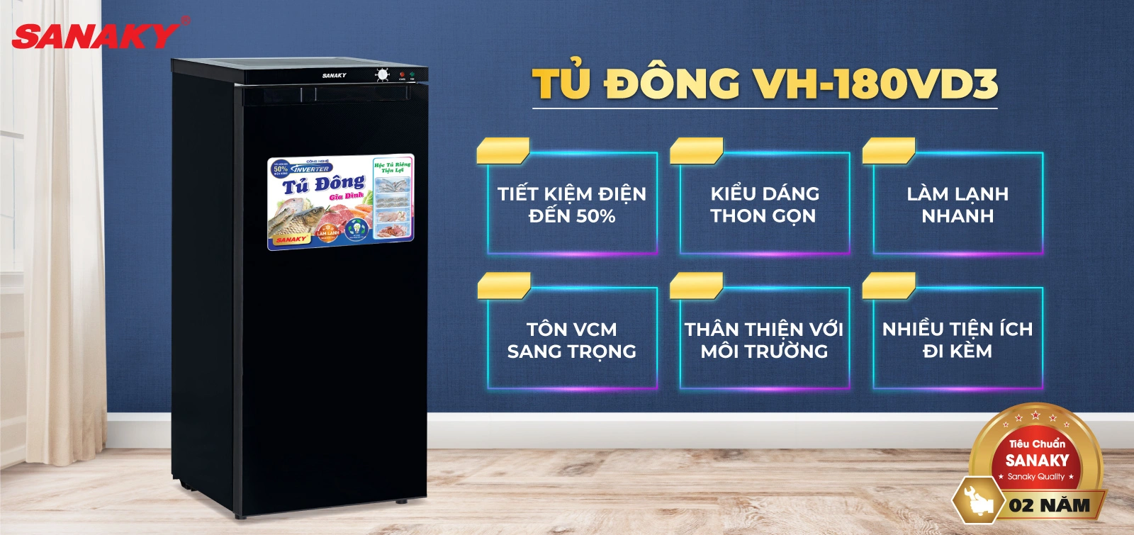 Tủ Đông Đứng Sanaky VH-180VD3