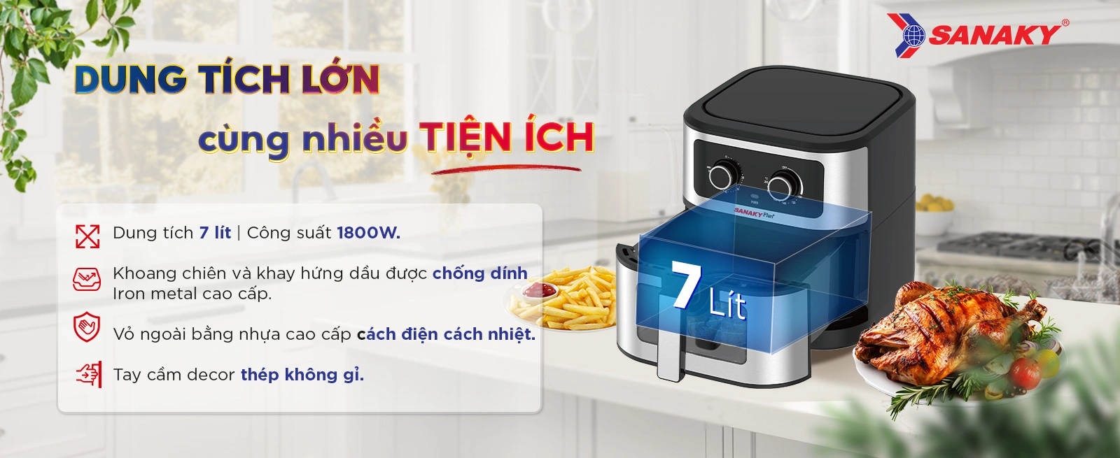 Nồi chiên không dầu Sanaky VH-701VD