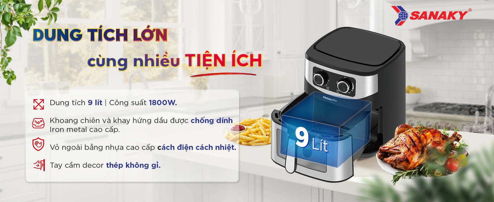 Nồi chiên không dầu Sanaky VH-902VD