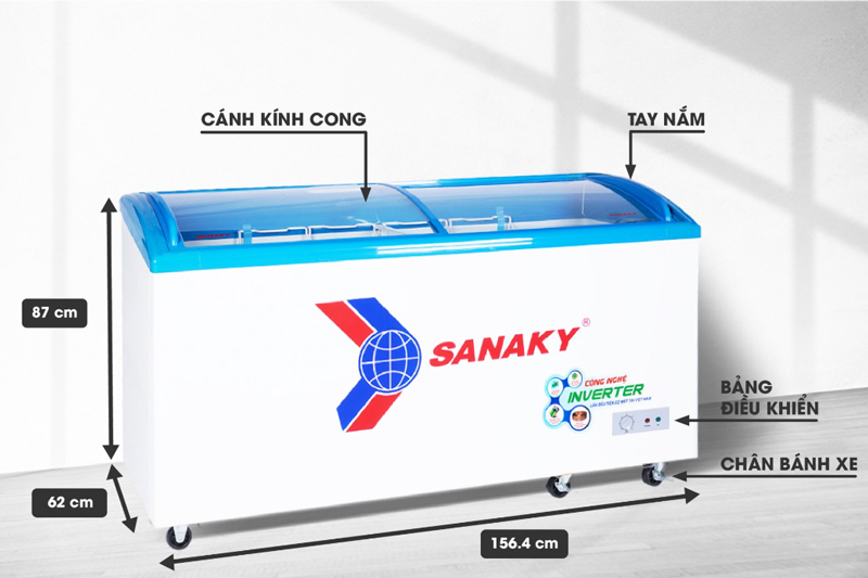 Kích thước tủ Đông Sanaky VH-6899K3 Kích thước tủ Đông Sanaky VH-6899K3